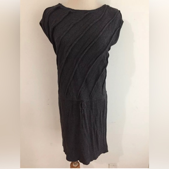MAX STUDIO Cap Sleeve Drop Waist Knit Tunic Dress Gray Size L - Picture 4 of 8